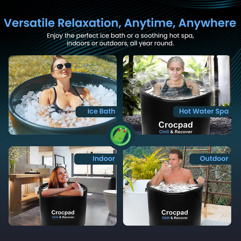 Large Ice Pod for Athletes – Cold Plunge Ice Bath for Recovery Portable Soaking Barrel with Cover -  Chiller (Optional)