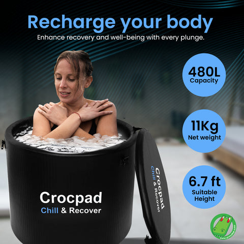Large Ice Pod for Athletes – Cold Plunge Ice Bath for Recovery Portable Soaking Barrel with Cover -  Chiller (Optional)